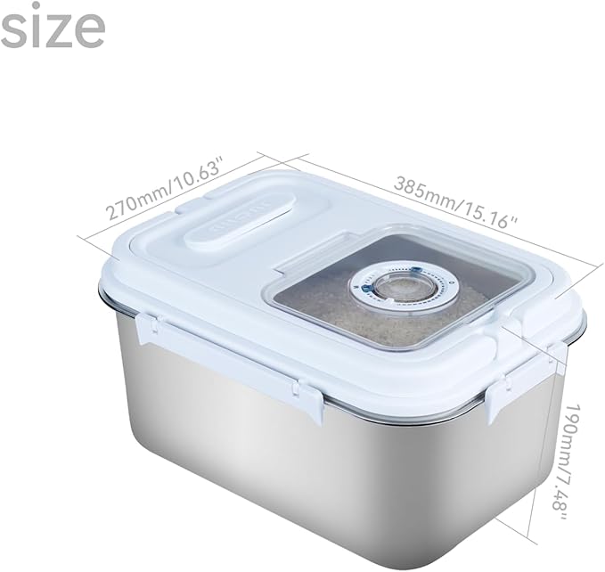 20lbs/10L Stainless Steel Dog Cat Pet Food Flour Storage Bin Airtight Bird Seed Keep Food Fresh Rice Container Metal Cereal Grain Dry Boxes for Kitchen Countertop Pantry, Silver (320 oz)