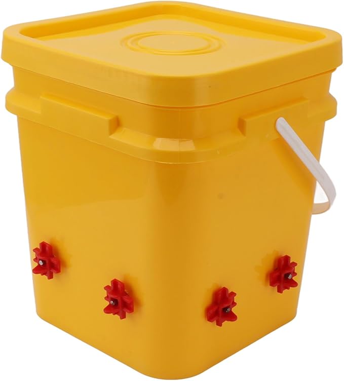 GLOGLOW Automatic Chicken Waterer Bowl, Durable Plastic with Gravity System, 12L Drinker for Chickens, Ducks and Other Poultry (Bucket + Four Corner Drinker + Black Screws)
