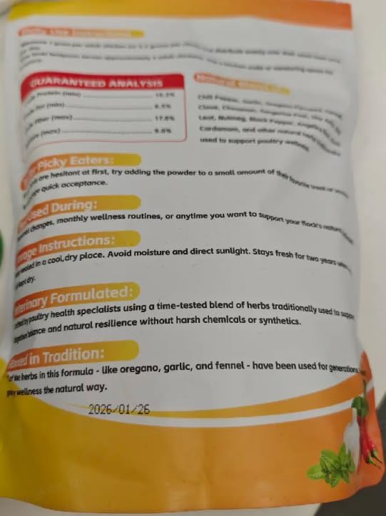 Natural Chicken Dewormer with Chili Powder, Herbal Poultry Care Blend, Safe for Laying Hens, 1 lb Bag