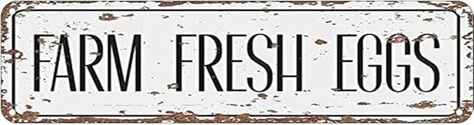 Metal Sign Farm Fresh Eggs Vintage Signs Retro Tin Signs Aluminum Sign for Kitchen Home Garden Wall Bar Cafe Decor 4x16 Inches