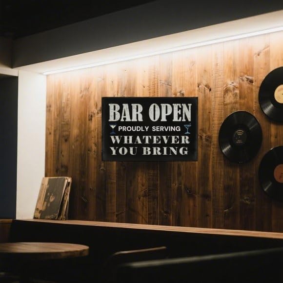 Vintage Bar Wall Decor Sign - 'Bar Open' for Home Bar, Club, Kitchen - Fun Gift for Beer Lovers, 8x12 Inch