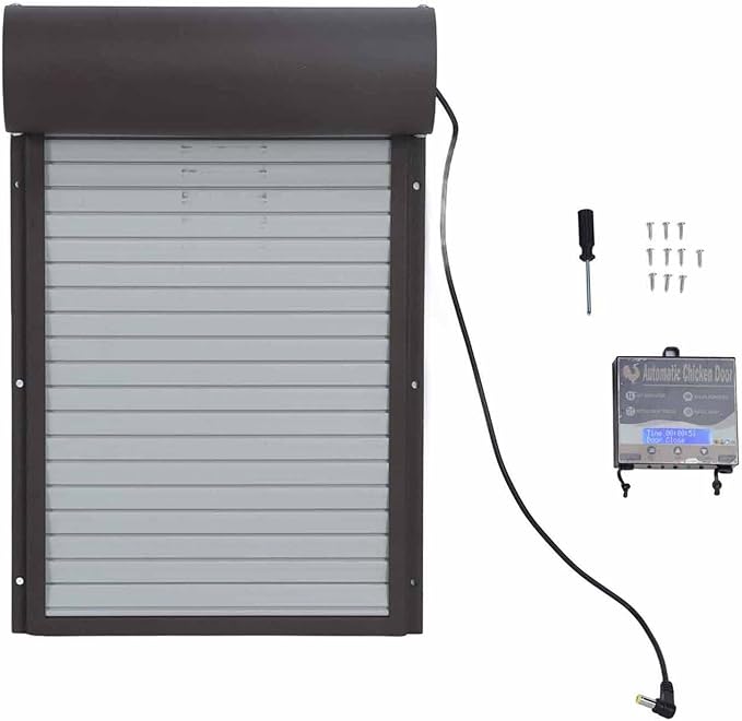 Automatic Automatic Roller Chicken Coop Door Metal Chicken Coop Door Chicken Coop Door with Timer, Battery Powered Metal Door for Farm Poultry Supplies, Iron Sheet Metal,