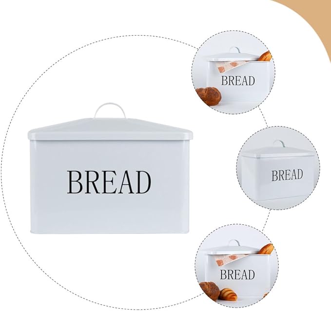 Iron Bread Box for Kitchen Countertop, Metal Bread Storage Container with Lid, Multipurpose Grain and Snack Organizer for Home Kitchen Supplies