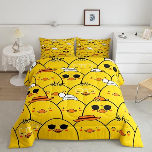 Erosebridal Cute Duck Comforter Set,Cartoon Yellow Duck Bedding Set Full - Color 02, Polyester, 3 Pack by Erosebridal