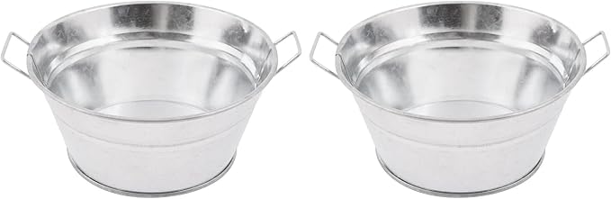 American Metalcraft MTUB63 Natural Galvanized Tub with Side Handle, 6-Inch (Pack of 2)