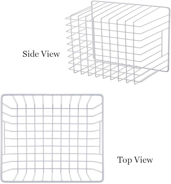 SANNO Freezer Wire Storage Organizer Basket, Refrigerator Storage Baskets Bins Organizer with Built-in Handles for Cabinets, Pantry, Closets, Bedrooms 4 Pack 11"x10"x 7" White