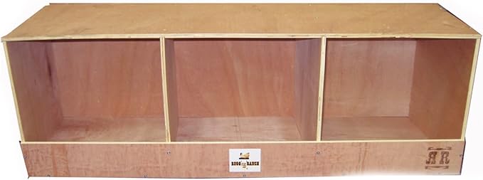 Rugged Ranch TRIPLEX RuggEgg Primitive Barn Wooden Chicken Coop Triple Nesting Egg Boxes for 3 Hens or Chickens, Natural Brown