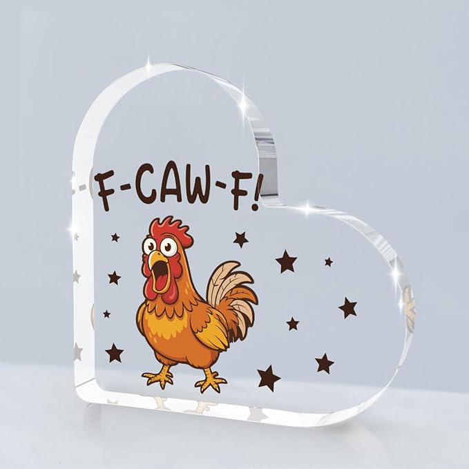 Funny Ornaments for Adults, Screaming F-Caw-F Chicken Ornaments Acrylic Decorations, Funny White Elephant Gag Gifts,Unique for Adults,Women,Chicken Gifts for Lovers