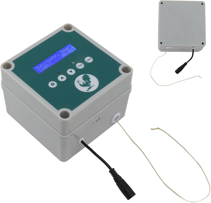 IP44 Rated Automatic Chicken Coop Door Opener Kit with Timer Remote Control for Poultry House Security (US Plug)