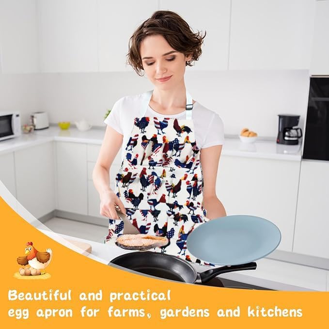 2 Pcs Egg Collecting Apron Chicken Gathering Basket with 7 Pouches Fresh Egg Holding Apron with 11 Pockets EW03