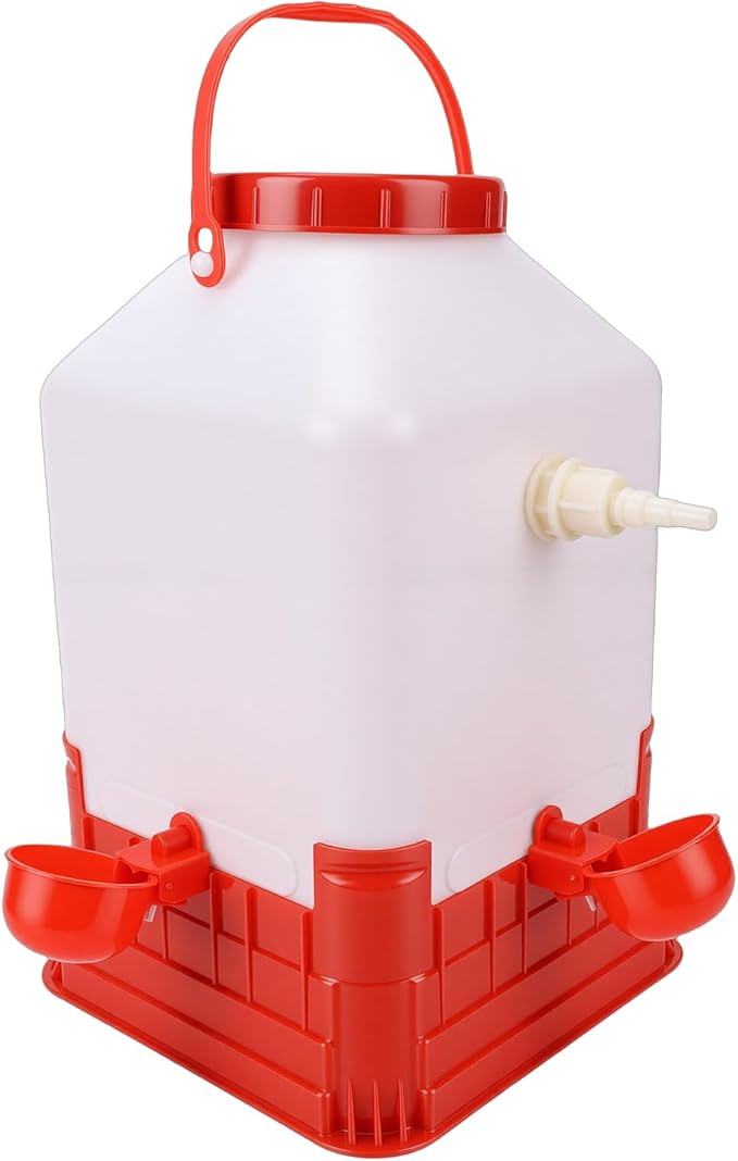 Denash Automatic Poultry Waterer, 10L Large Capacity Chicken Water Feeder with 4 Bowls, Easy to Clean Poultry Waterer Dispenser for Farm
