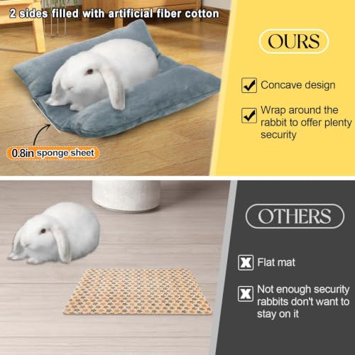 MEWTOGO 14" x 13" Bunny Bed for Rabbit Cage, Thickened & Soft - 13 x 14In, Gray, flannel - Image 2