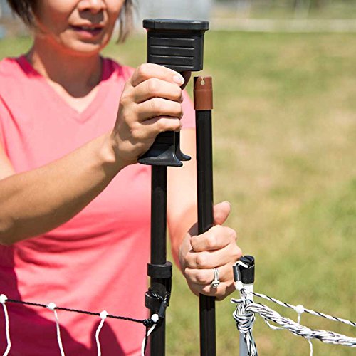 Premier 1 PoultryNet® 48"H x 4'L Electric Net Gate with Drivable Posts for Chickens, Ducks, Geese | Green/Black Net with White Posts (4' Length)