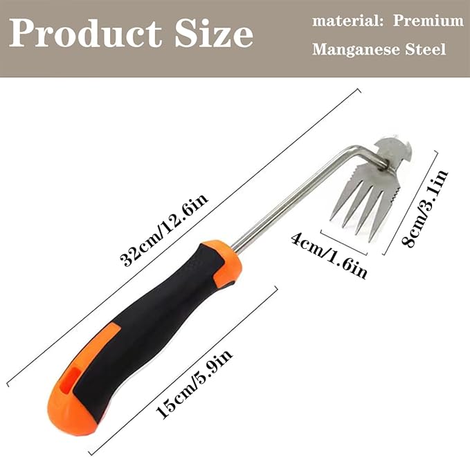 Weed Puller Tool, Durable Garden Weed Pulling Tool, Portable Garden Weeder Tool for Gardening Backyard Farm Planting & Weeding(13.7in- Rubber Handle)