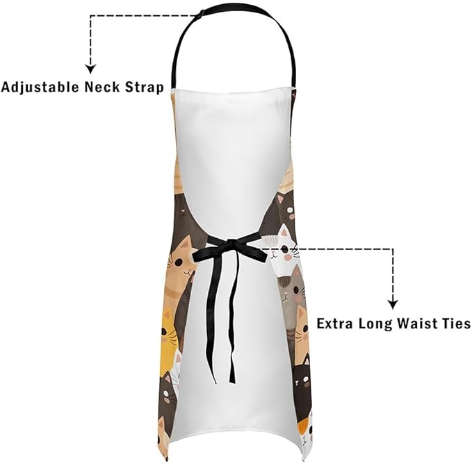 jejeloiu Cartoon Cats Apron for Women Men 26"x31"