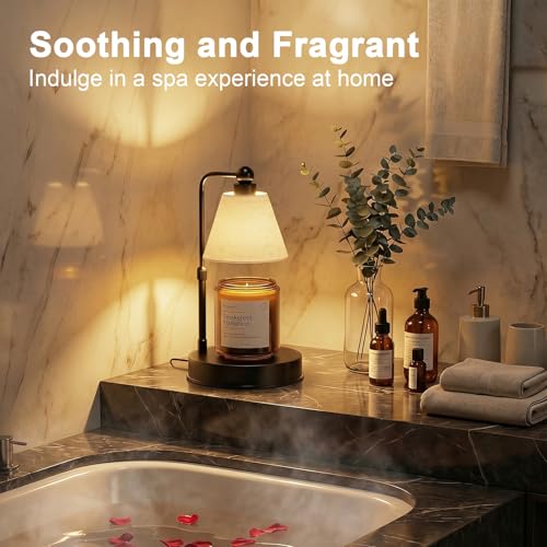 Candle Warmer Lamp with Timer, Dimmable - Flaxen-Conical, Linen, 2 Bulbs Included - Image 6