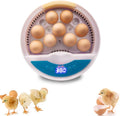 Hatching Egg Incubator, Egg Incubator with Automatic Temperature and Humidity Control, Mini Digital Poultry Hatcher Machine with 9 LED Lights Egg Candler Tester