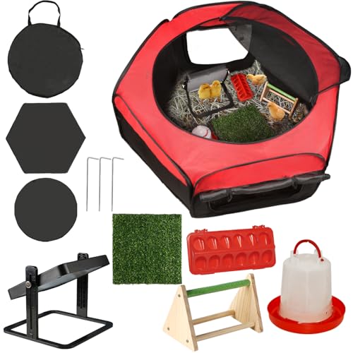 Brooder Box for Chick Starter Kit, 2026 Upgrade Dual Door Chicken Brooder Pen/Playpen/Tent - red, Cotton, 17 Pack by TharroCotte