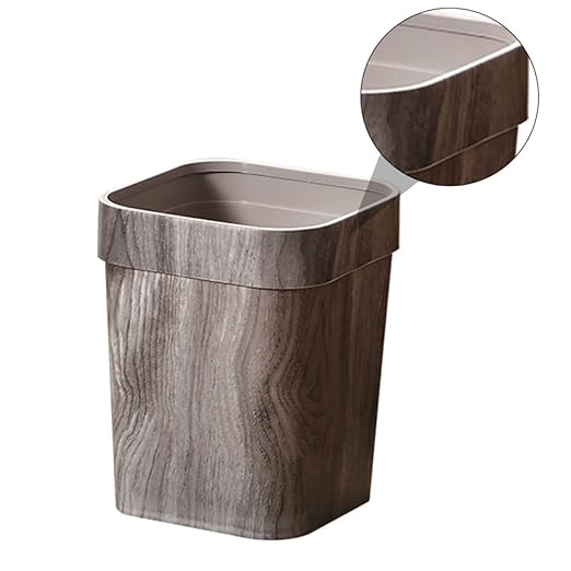 Retro Trash Can Outdoor Litter Box Woven Storage Baskets Decorative Storage Basket Metal Trash Can Bamboo Waste Basket Small Recycling Container Garbage Bin Wood Grain Wastebasket