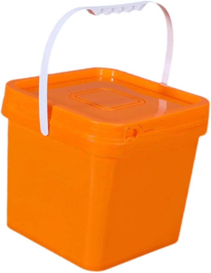 Square Bucket All Purpose Pail Large Capacity Food Storage Container with Handle and Lid for Home Improvement Outdoor Picnics, 5L 20x20x18.6cm
