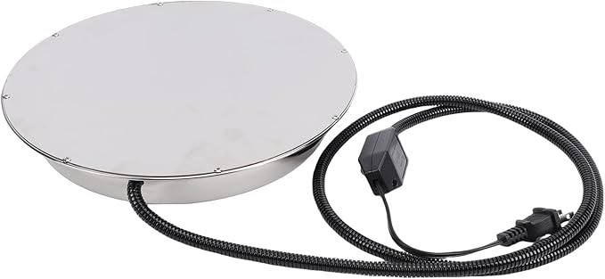 Chicken Waterer Heating Base, Thermostat Control Electric Heater with Water Proof Design, Ideal for Metal Plastic Poultry Drinker Ducks, Geese, Turkeys & Pigeons (US Plug)
