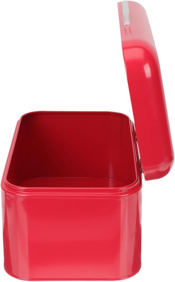 ibasenice Retro Metal Bread Box Kitchen Organizer Grain Storage Container Red Iron Bread Bin for Pantry Countertop Home Use