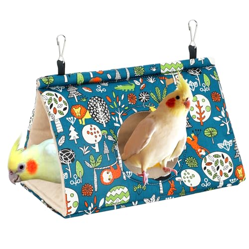 Rypet Bird Nest House, Bird Bed for Cage - Medium (Pack of 1), Blue, Cotton, Hanging Hammock Bird Hut by Rypet