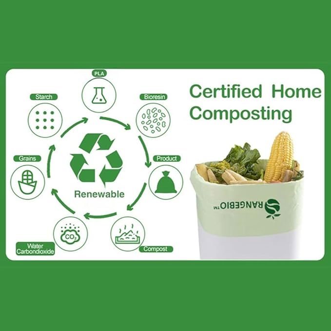 OrangeBio Certified Home Compostable Produce Bags, 250 Count, 15 x 18 Inches, Hold Up to 14 Lbs, ASTM D6400, EN 13432, US BPI & Europe OK Compost Home Certified