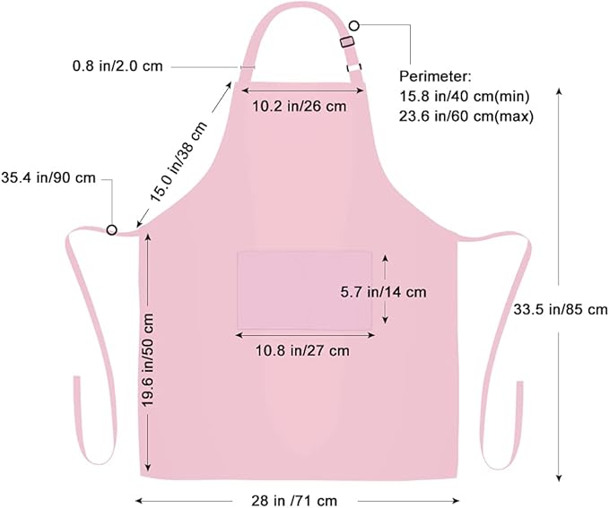 Jubatus 2 Pack 100% Cotton Aprons with 2 Pockets Cooking Chef Kitchen Adjustable Bib Apron for Women Men, Pink