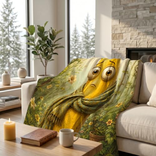 Funny Banana Throw Blanket, Whimsical Garden Design 50×60 - 50"x60", Banana Character, Polyester - Image 2
