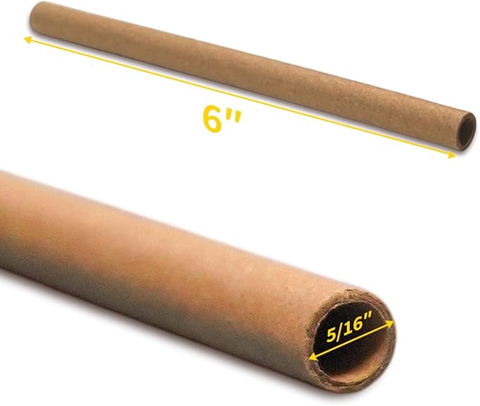 Mason Bee Tubes 100 Pack - 6" Length x 5/16" Diameter Kraft Paper Nesting Tubes, Refill Inserts for Mason Bee House, Bee Keeper Starter Kit