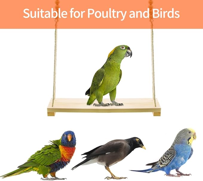 Chicken Swing Toy, 2 Pack Chicken Toys, Wood Chicken Swing Toy, Wood Chicken Swing for Chickens Rooster Poultry Parrots