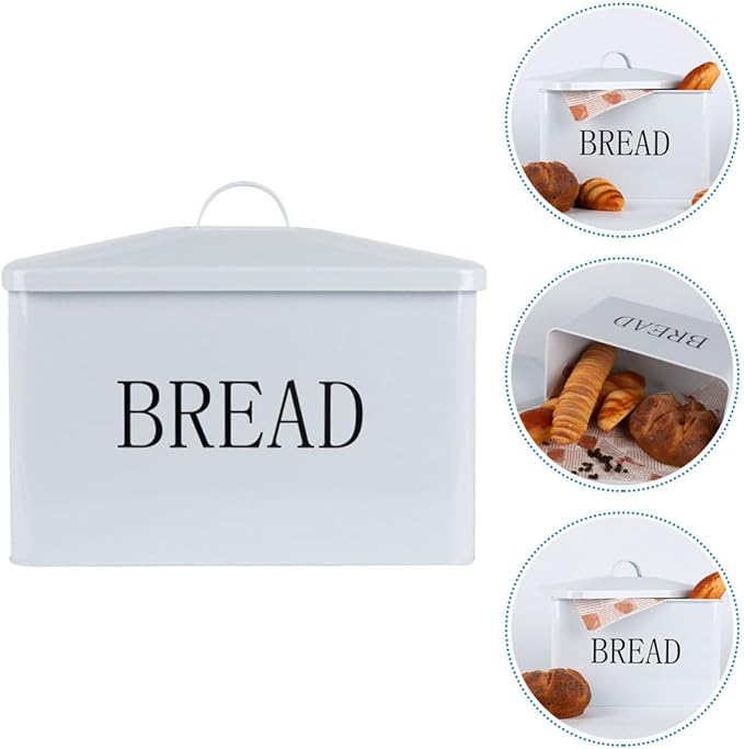 Iron Bread Box Kitchen Storage Container Grain Storage Bin Metal Bread Holder Vintage Design for Countertop Food Organization