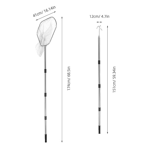 FAVOMOTO Chicken Catching Net and Hook Set for Poultry Farming, Portable Stainless Steel Handle with Thickened Mesh Net, Outdoor Livestock Supplies for Chicken Coop Catching