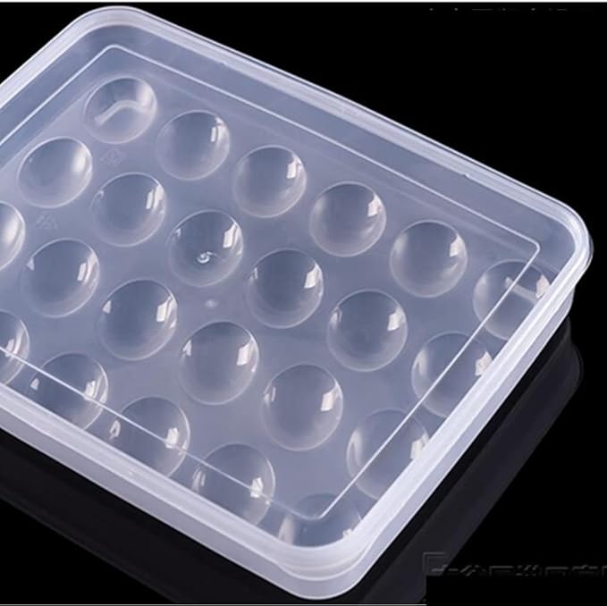 Jilukibo Egg Holder for Refrigerator with Lid, 24 Count Tray Carrier Storage Box for Fridge, Stackable Clear Plastic Container Dispenser Keep Fresh