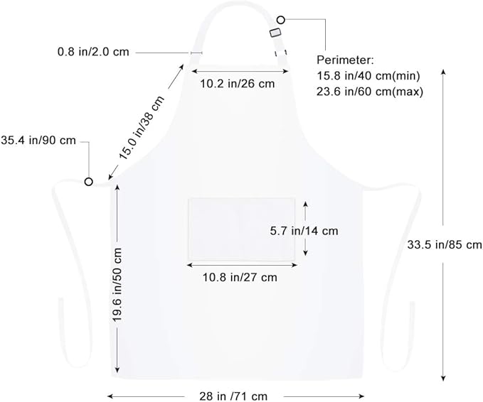 Jubatus 1 Pack 100% Cotton Aprons with 2 Pockets Cooking Chef Kitchen Adjustable Bib Apron for Women Men, White