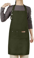 Adjustable Button Apron for Women Men Artist Painting Pottery Garden Cooking Kitchen Chef 3 Pockets Waterproof M-XXL
