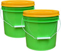House Naturals 2 Gallon Food Grade - BPA Free Made in USA Buckets Lime Color pails with Screw On Gasket Lids (2, Lime - Orange lids)