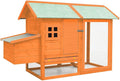 Brown Large Chicken Coop 61 x 67 x 43.3 in Solid Pine Fir Wood Weatherproof Outdoor Hen House with Non-Slip Ramp for Backyard Poultry
