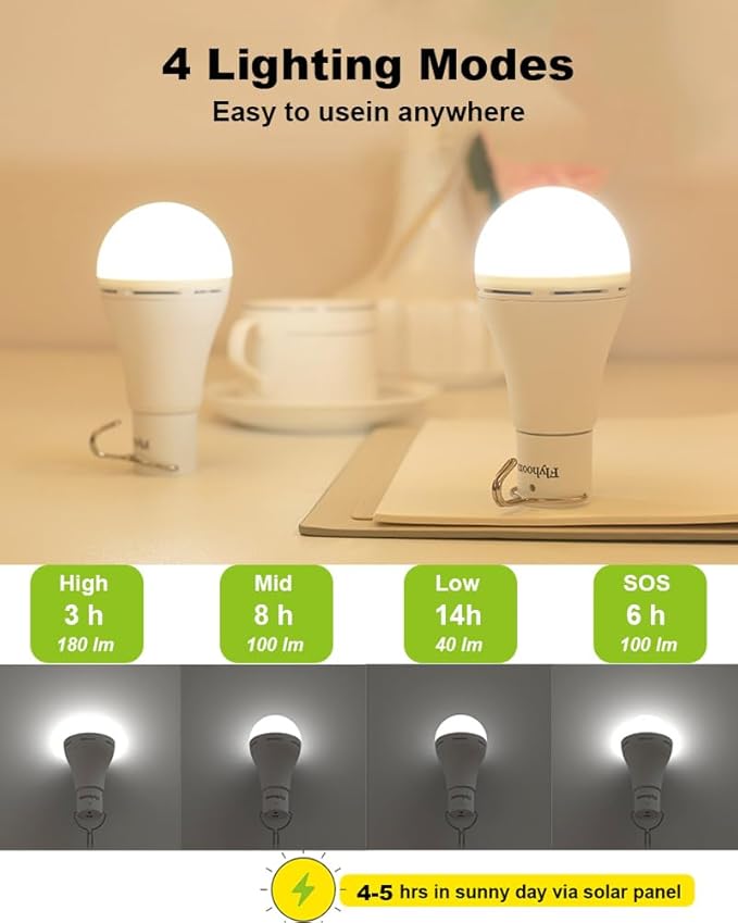 Portable Solar Light Bulbs for Indoor Home and Chicken Coop, Chicken Coop Light with Timer, LED Solar Lights for Indoor Emergency Power Outage
