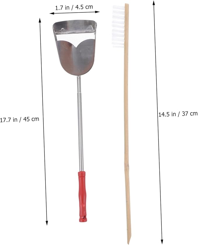 Hemoton 2pcs Bird Cage Cleaning Tool Set Telescopic Shovel Brush for Efficient Parrot Habitat Maintenance for Daily Use Selection