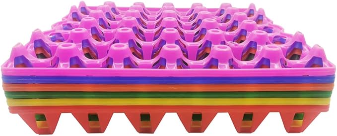 6-Pack Farm Products Chicken Plastic Egg Trays Egg Racks Egg Crate Duck 30 Egg Setting Tray Egg Flats for incubating Carton Transport Poultry Crate (6-Pack Colorful), 11.4 X11.4