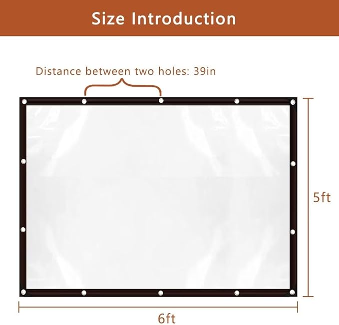 Clear-Waterproof-Tarps-Outdoor-5x6FT, Poly Tarpaulin Tarps Transparent Anti-Tear Thin Cover with Rustproof Grommets for Patio Enclosure Gardening Chicken Coop