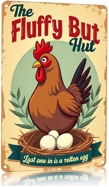 Fluffy Butt Hut Chicken Coop Sign Decorative Outdoor Yard Art for Farmhouse Decor 12x16 Inch
