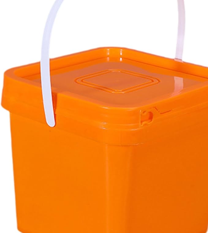 Square Bucket All Purpose Pail Large Capacity Food Storage Container with Handle and Lid for Home Improvement Outdoor Picnics, 5L 20x20x18.6cm