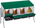 Chicken Nesting Boxes, 4-Hole Wall Mount Roll Away Nest for Easy Cleaning & Egg Collection, Metal Chicken Coop Nest for Hens, for Backyard, Farm, Poultry Coop with Bracket Legs, Green