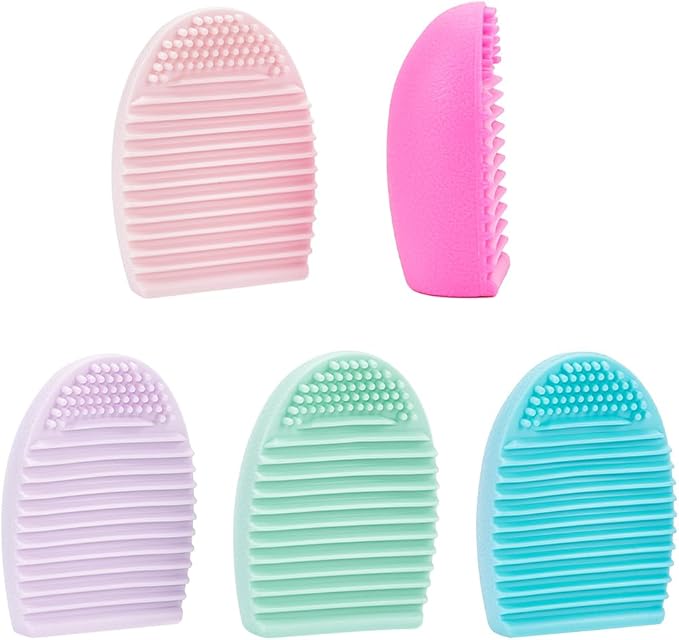 WEBEEDY 5 Colors Felting Mat Cleaner Foam Pad Silicone Cleaning Board Finger Egg Shaped Makeup Brush Washing Pad Scrubber Felting Cleaning Tools for Needle Felting Art Craft Supplies