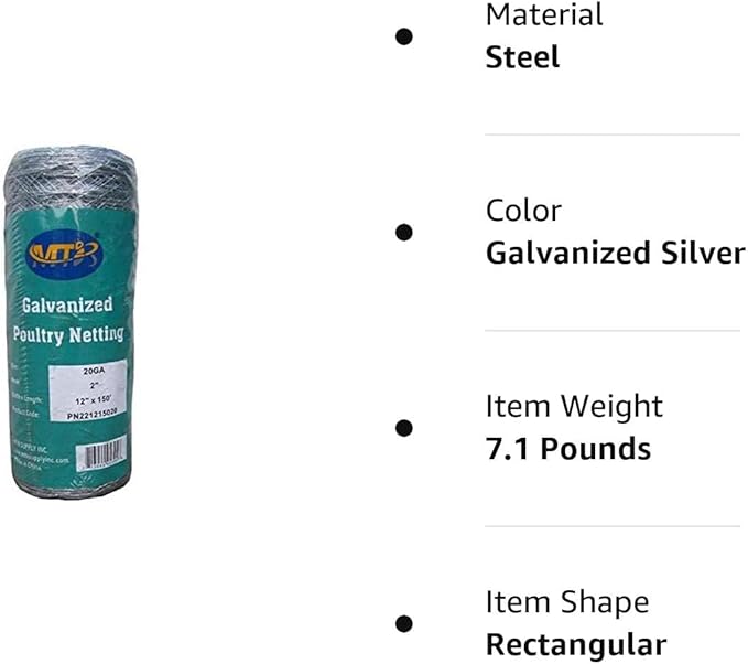 20GA Galvanized Hexagonal Poultry Netting Chicken Wire 12 inches x 150 feet x 2 inches Mesh
