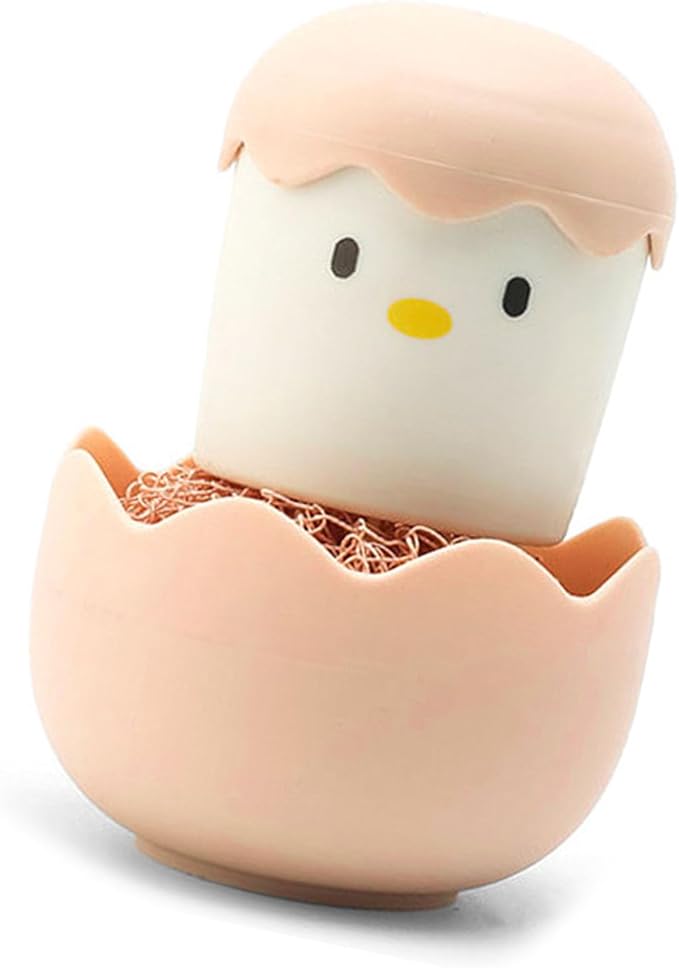 Cartoon Eggshell Dish,Cleaning Brush Long Lasting,Easy to Grip Cute Kitchen Scrub Brush,for Fresh Eggs and Incubator Scrub Brush for Washing Dishes Kitchen Utensils (Pink)
