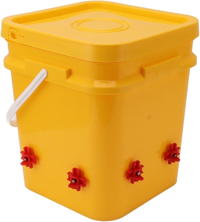 GLOGLOW Automatic Chicken Waterer Bowl, Durable Plastic with Gravity System, 12L Drinker for Chickens, Ducks and Other Poultry (Bucket + Four Corner Drinker + Black Screws)